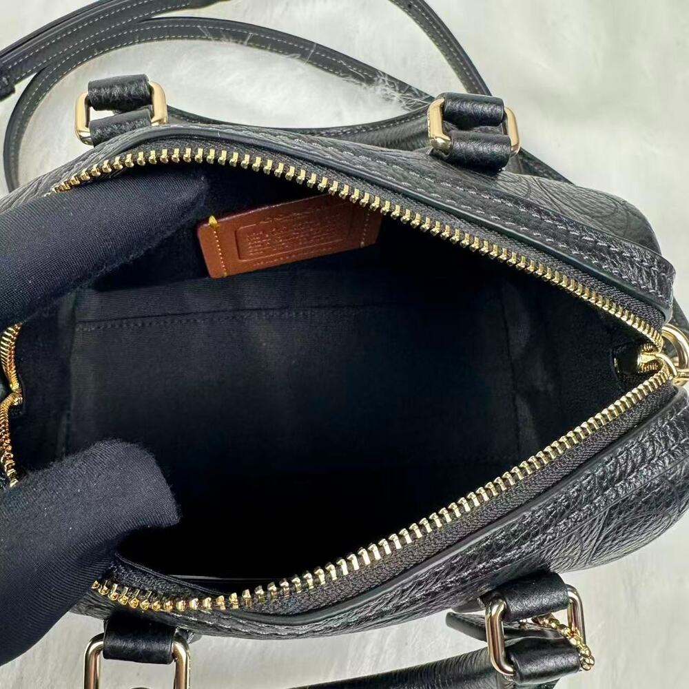 Coach Mini Rowan Crossbody Bag Signature Leather CCF28 Pebbled Leather/Black NWT - Picture 6 of 9
